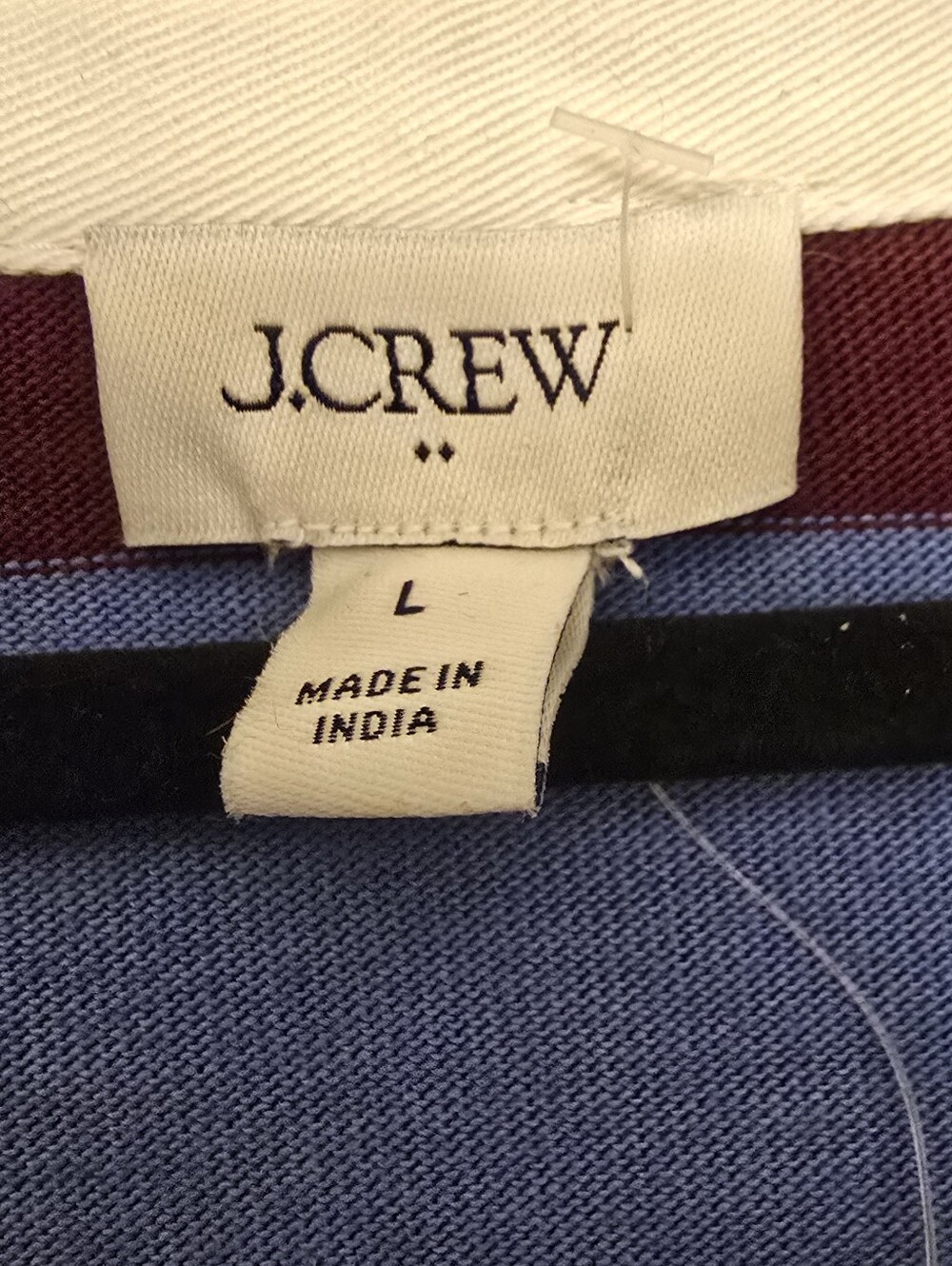 NWT J. Crew Factory Striped Rugby Polo Top, Blue and Burgundy - Size L - Picture 6 of 8